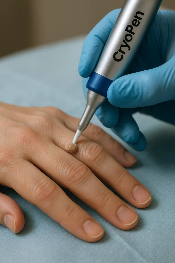 example of cryopen wart removal Coventry treatment on a persons finger