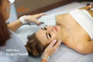 Woman having Hi-Fu to reduce wrinkles Coventry.