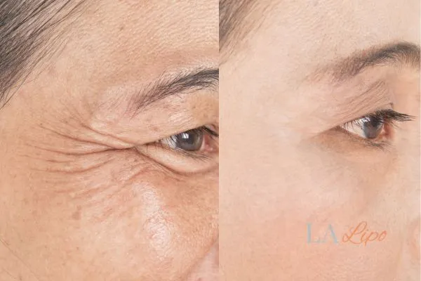 Before and after results of woman - HI-fu wrinkles reduction treatment Coventry