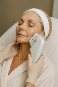 Woman receiving HIFU non surgical facelift treatment Coventry