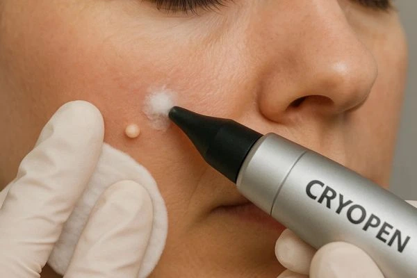 Woman receiving milia removal treatment Coventry