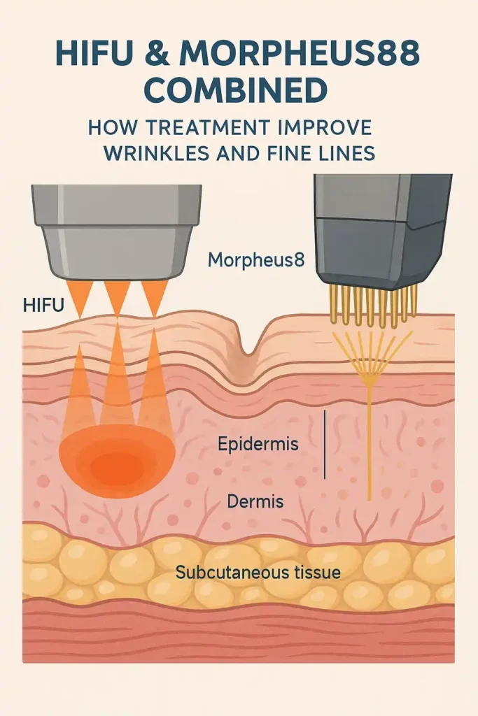 Diagram showing HIFU & Morpeus8 Coventry and the benefits for reduction in wrinkles and fine lines